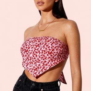 Motel Rocks Pink and Red Butterfly Bandana Top